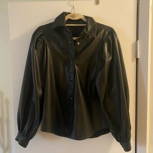 Zara Puff Sleeve Vegan Leather shirt